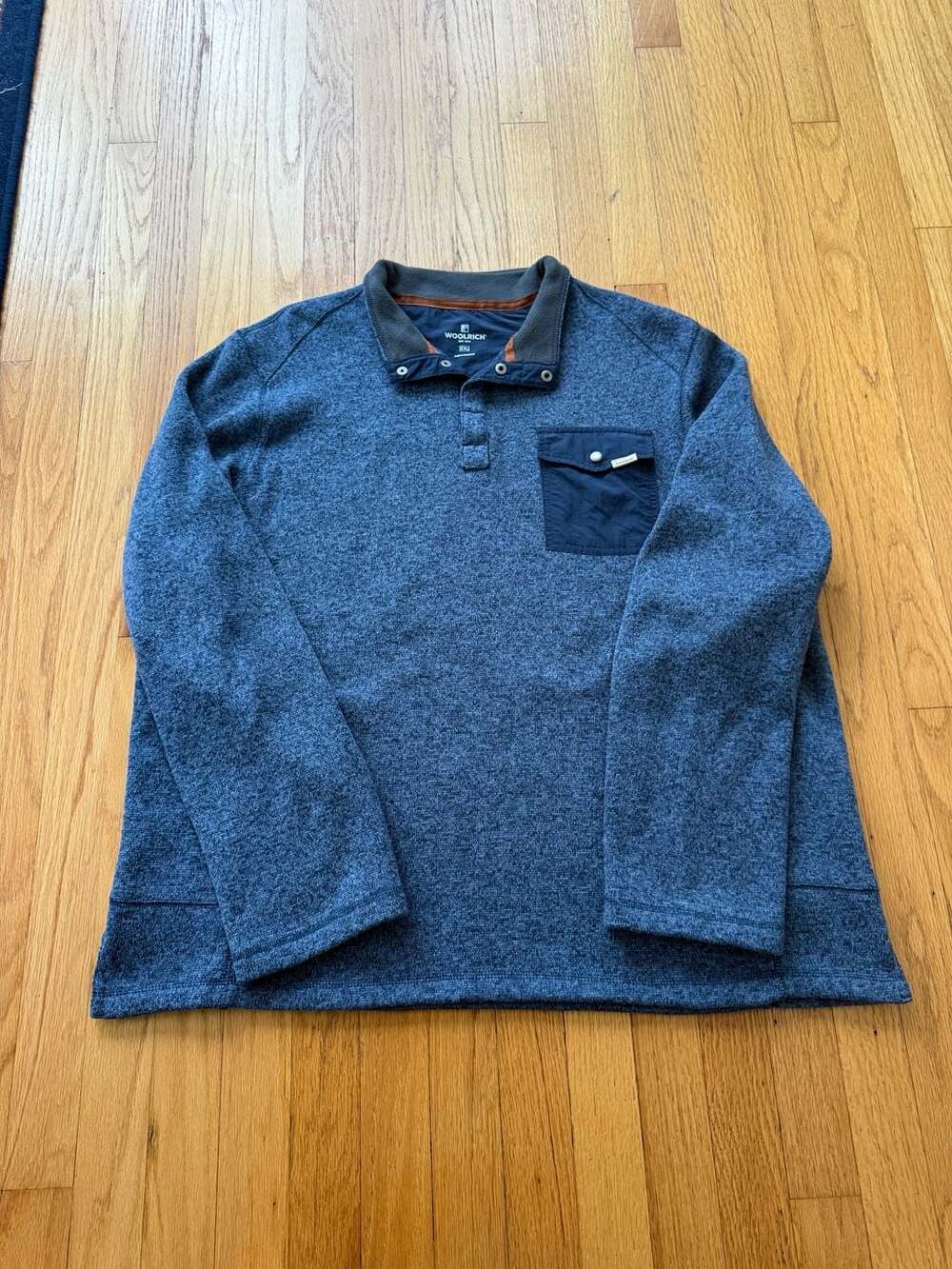 Woolrich Snap Pullover Fleece Size XXL Blue Heather Pocket